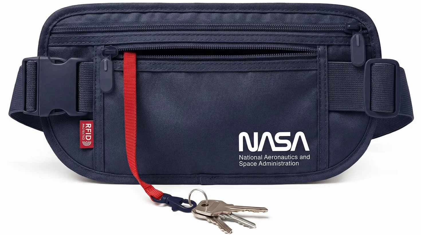 NASA Cintura Portasoldi - Protezione Passaporto Sicura RFID (13.56 MHz) - Blu Lunare