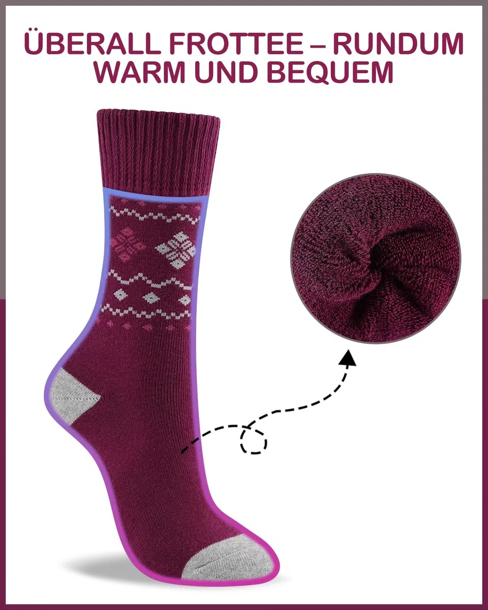 Niorasen 6 Paia Calzini Termici Donna Inverno, Spessi Caldi e Morbidi Calzini in Cotone Divertenti e Colorati Regalo con Interno Felpato