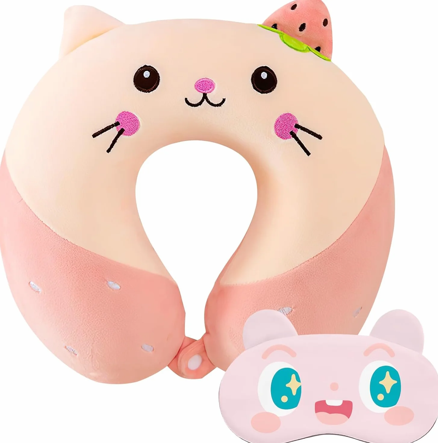 Cuscino Cervicale da Viaggio, Poggiatesta Auto Bambini e Maschera per gli occhi, Cuscino Viaggio, Cuscino Aereo Viaggio, Cuscino da Viaggio Bambini, Cuscino Collo Viaggio per Auto Aereo Ufficio Casa