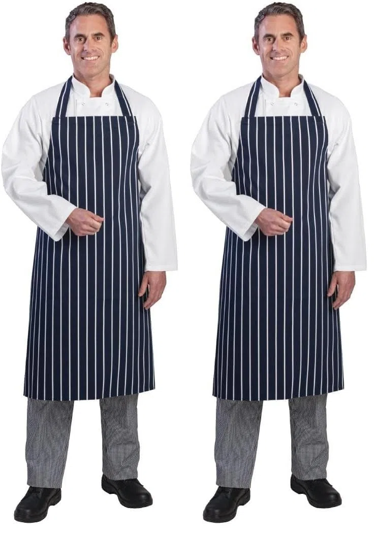 Whites Chefs Apparel A530 Whites Butchers Apron, Navy Stripe