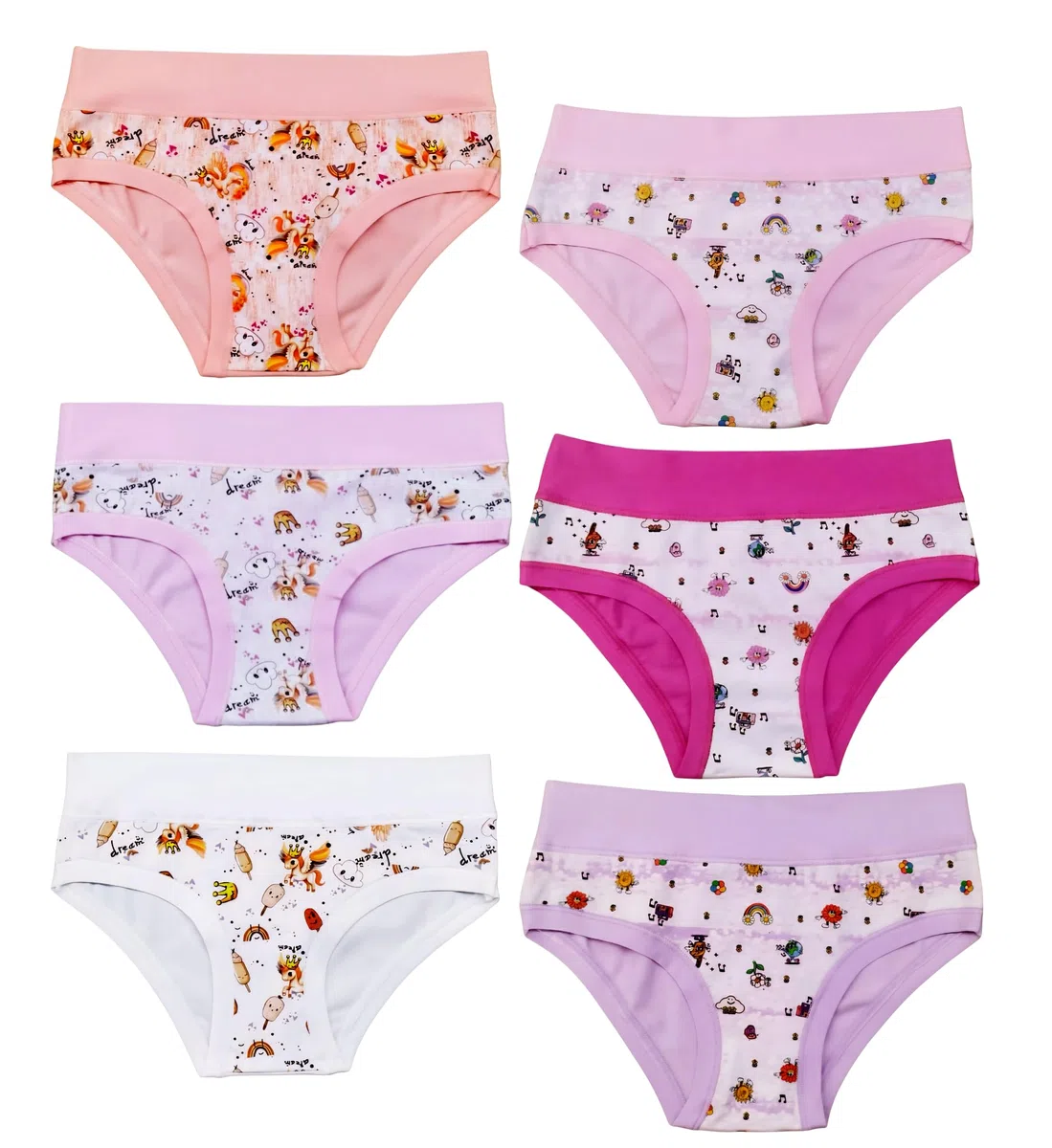EMY Slip da Bambina in Cotone, 6 Pezzi