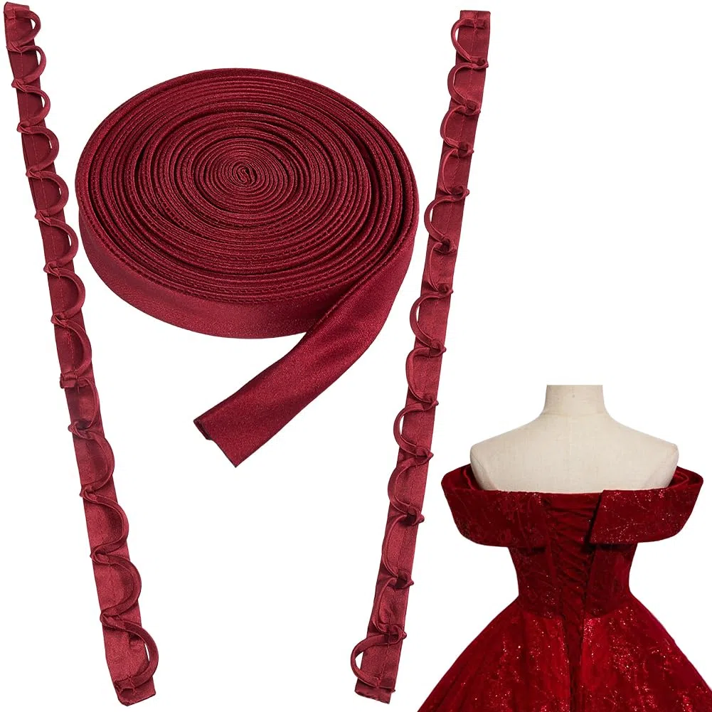 GORGECRAFT Kit Corsetto Posteriore Regolabile Kit Corsetto Abito da Sposa Cerniera di Ricambio per Abito da Sposa Passanti per Lacci in Poliestere Nastri Cravatte Kit Corsetto Posteriore FireBrick