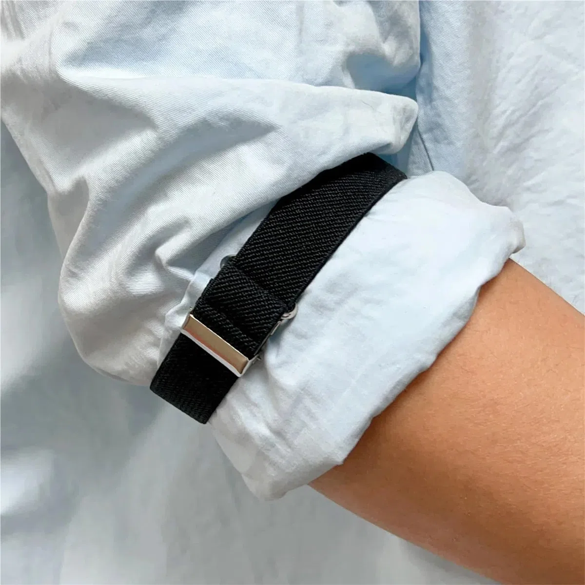 Supporti for maniche di camicia elastici antiscivolo Braccialetti in metallo Fascia for giarrettiere elasticizzate Polsini regolabili for affari
