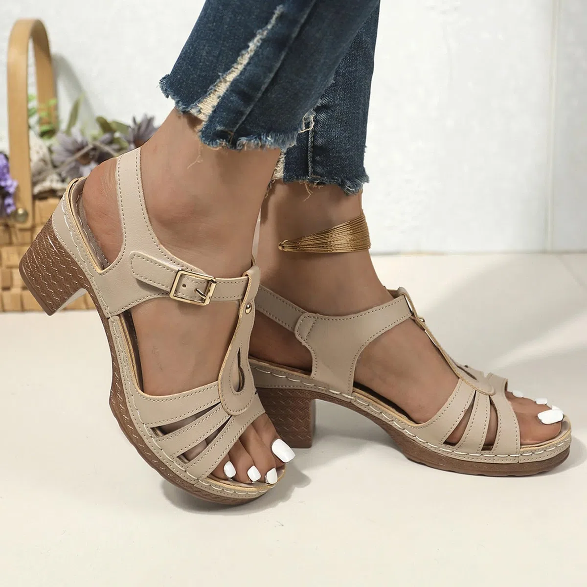 Sandali Donna Con Tacco Largo Scarpe Sandali Donna Eleganti Con Fibbie Aperte In Punta Estate Sandalo Estivo Blocco Platform Comode Eleganti Pianta Larga Scarpa Da Ballo Sandaletti Estive Casual