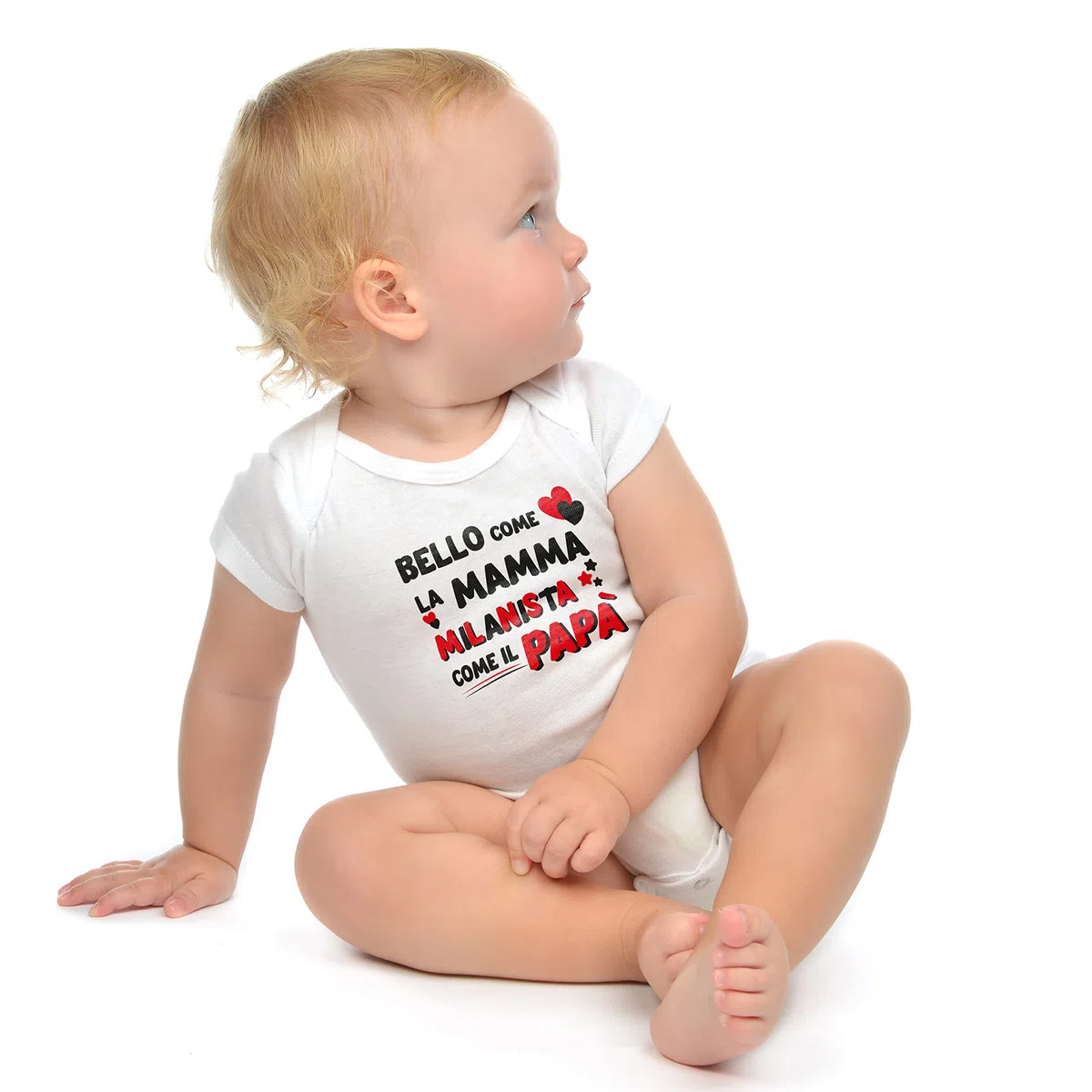 Body Neonato Bello come la Mamma Milanista come il Papà – Body Divertente Manica Corta Bimbo 100% Cotone Morbido e Traspirante – Simpatica Idea Regalo Baby Shower