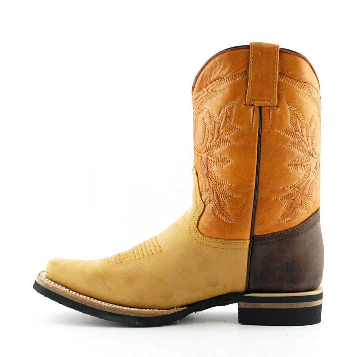 Grinders El Paso Stivali Unisex Altezza Polpaccio di Pelle Marrone Chiaro Stile Cowboy