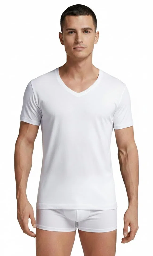 Ludor -Liabel 3 Pz Maglia Uomo Intima Cotone 100% - 3 T-Shirt Bianco e Colorate in Premium Cotton - Maglietta Girocollo o Scollo a V -