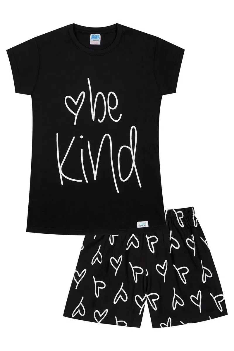 thepyjamafactory Be Kind Love Ragazze Corta Cotone Pigiama Pjs per Bambini
