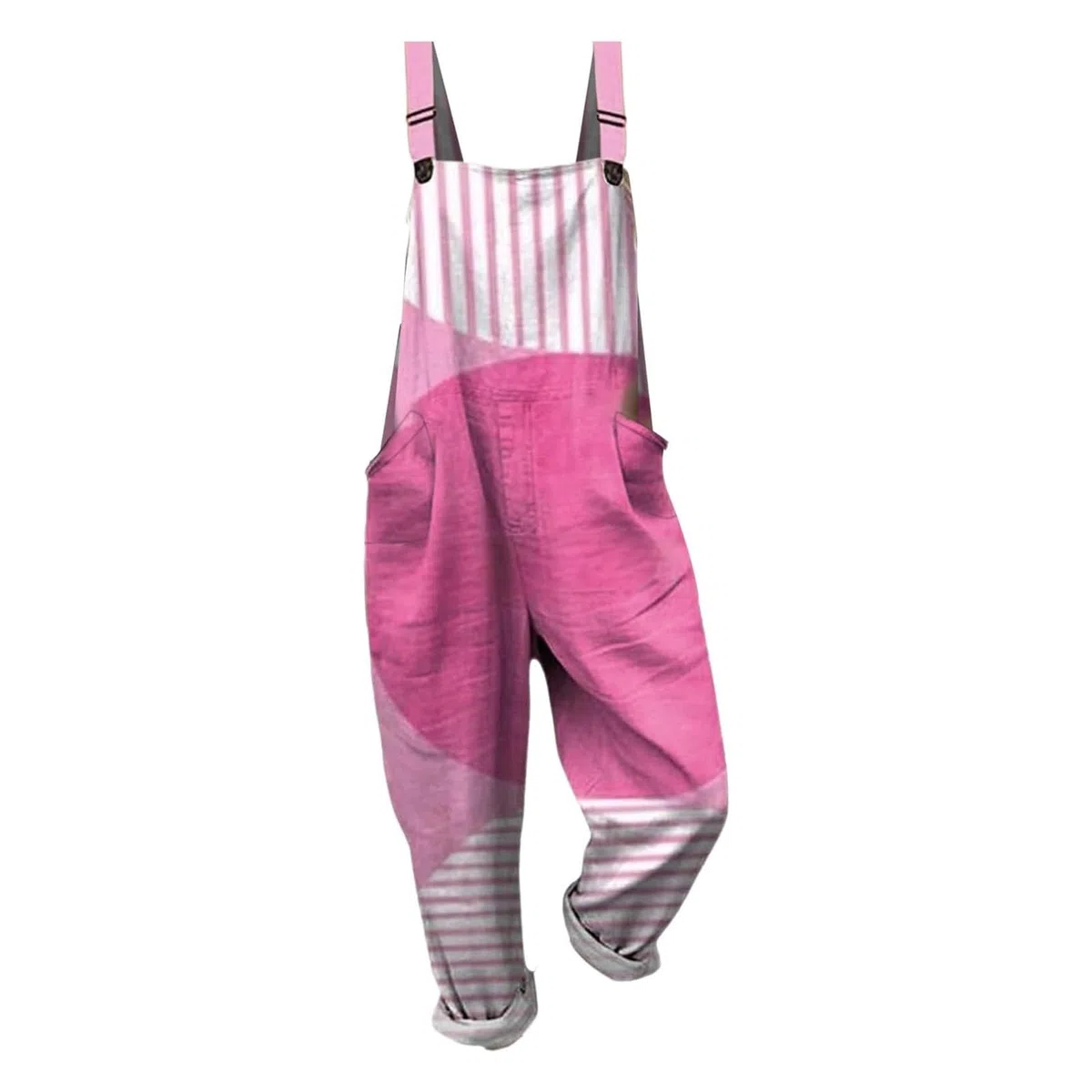 Generico Salopette Donna Estiva Lunga in Lino Elegante Tuta Intera Curvy con Stampa Boho Chic Jumpsuit Pantaloni Gamba Larga Senza Maniche Moda Baggy Cotone Taglie Forti Mare Vacanza Comoda S-5XL