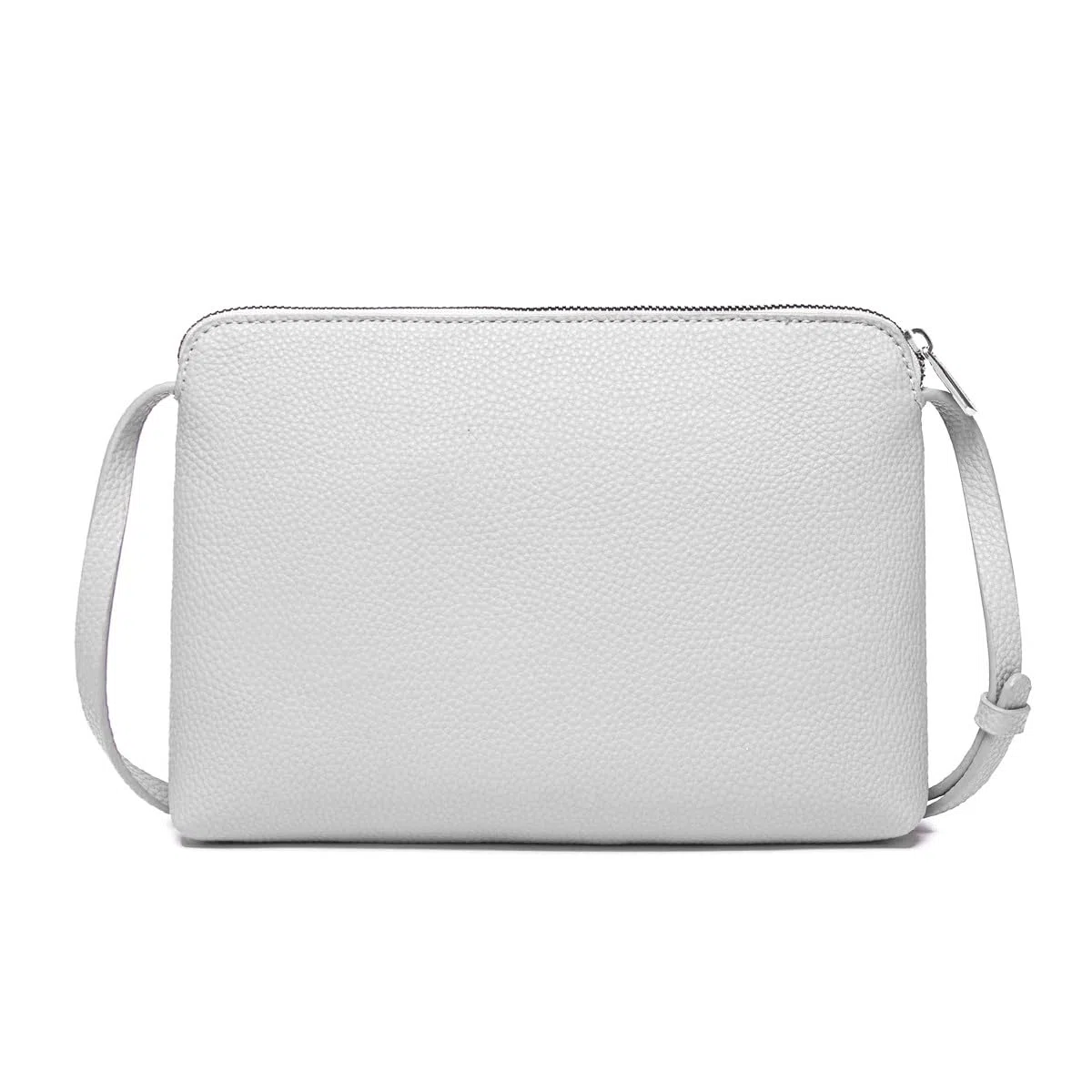 David Jones - Borsa a Tracolla Donna - Borsa a Mano Piccola Pelle PU - Borsetta Piatta 2 Scomparti - Borsa Lavoro Viaggio Telefono Quotidiana - Bianco