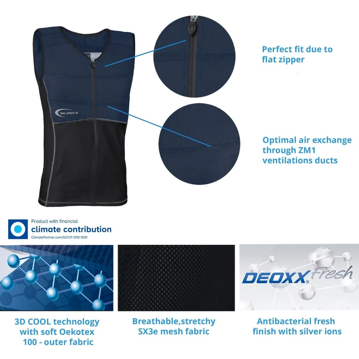 E.COOLINE Powercool SX3 ShirtVest bambini | camicia refrigerante per bambini | gilet refrigerante da índossare - con protezione dei reni | lavabile