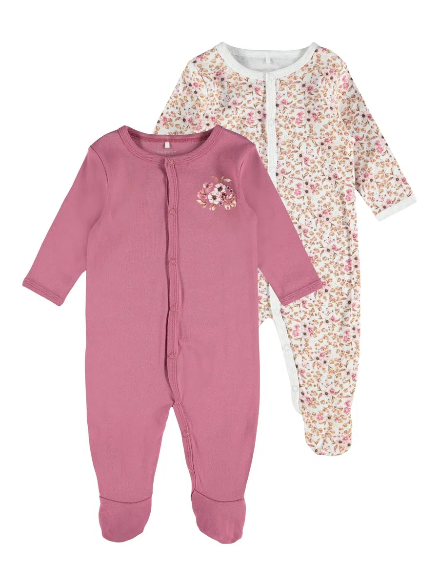 Name It Nbfnightsuit 2p W/F Rose Flower Noos Pigiamino per Bambino e Neonato Bimba 0-24