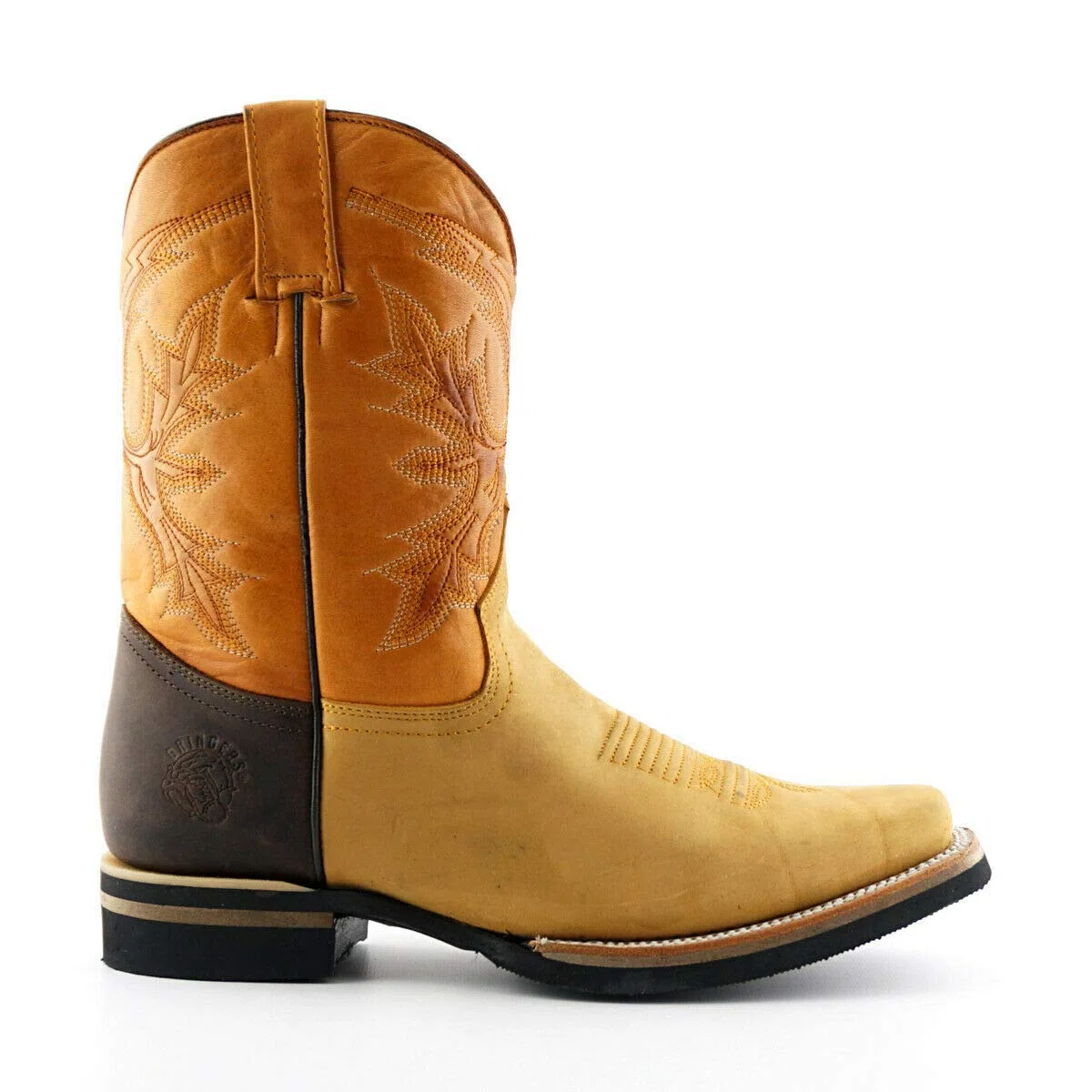 Grinders El Paso Stivali Unisex Altezza Polpaccio di Pelle Marrone Chiaro Stile Cowboy