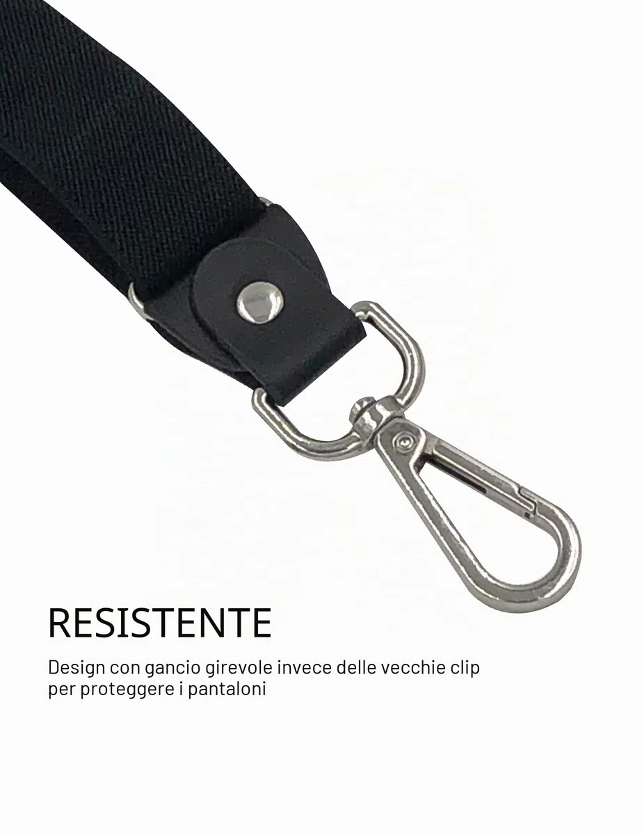 Bretelle da donna e da uomo, extra forti, 2,5 cm, con moschettone, cinghie elastiche per jeans