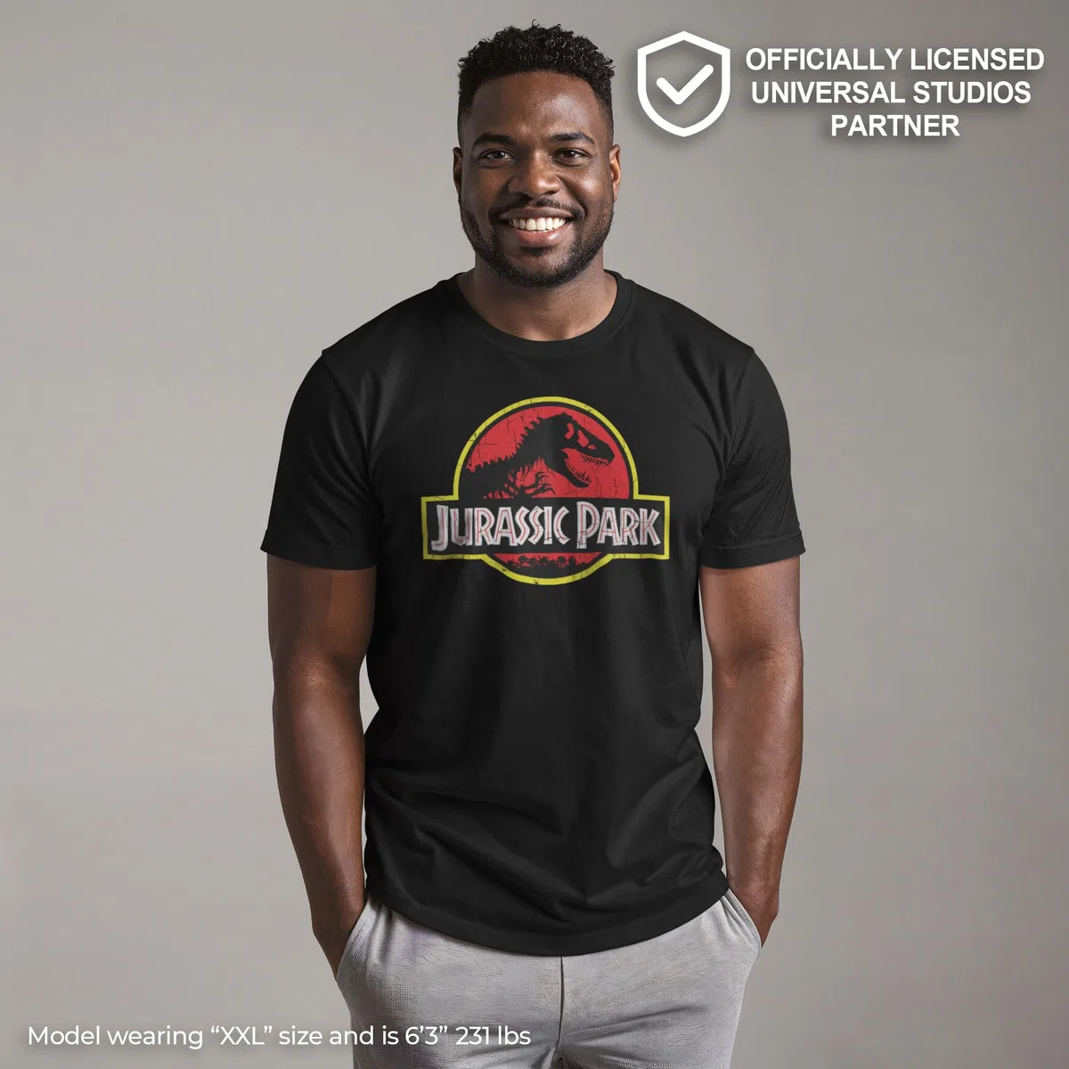 Jurassic Park Men's Classic Movie Logo T-Shirt Uomo
