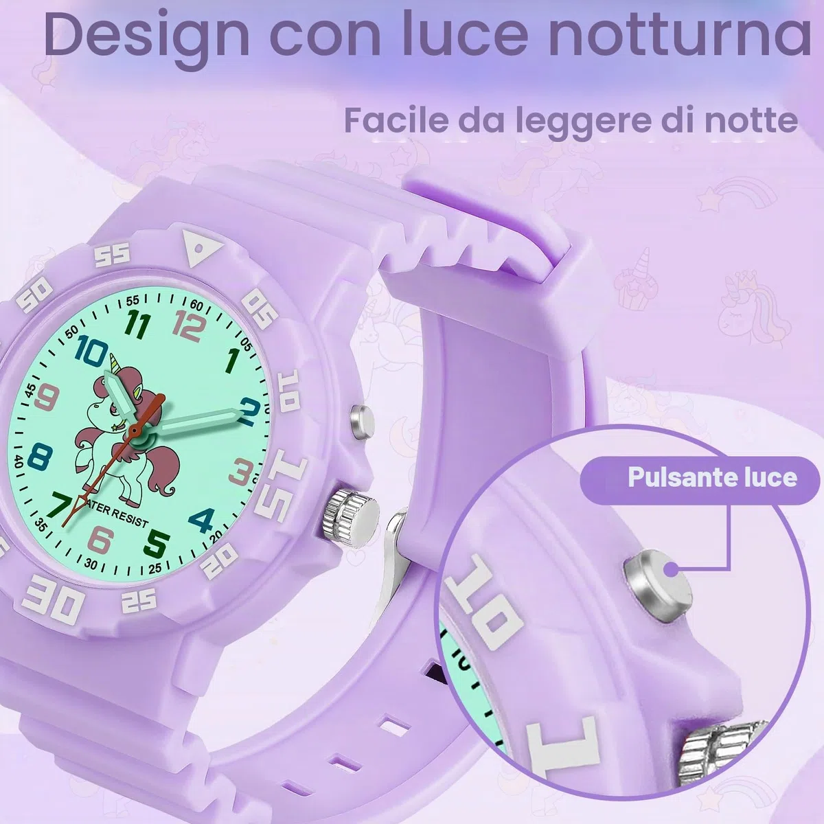 Orologio Analogico Per Bambini Per Ragazzi E Ragazze Orologio Per Bambini Con Luce Notturna 30 M Impermeabile Per 4-12 Anni Per Insegnamento Del Tempo O Regali Per Bambini