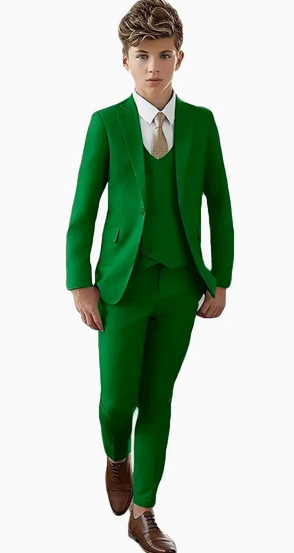 Peak Risvolto Vestito per Ragazzi Slim Fit Blazer Gilet Pantaloni Ragazzi Partito Vestito Ragazzi Abito Formale Bambino Smoking Matrimonio