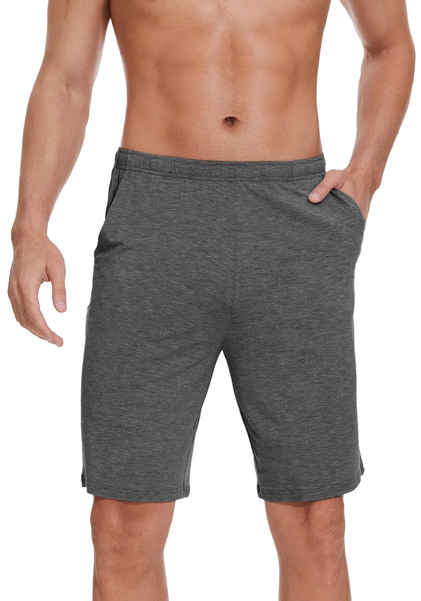 WiWi Mens Bamboo Viscose Pajama Shorts Lightweight Lounge Bottoms Soft Knit Sleep Short Pants Loungewear with Pockets S-3X