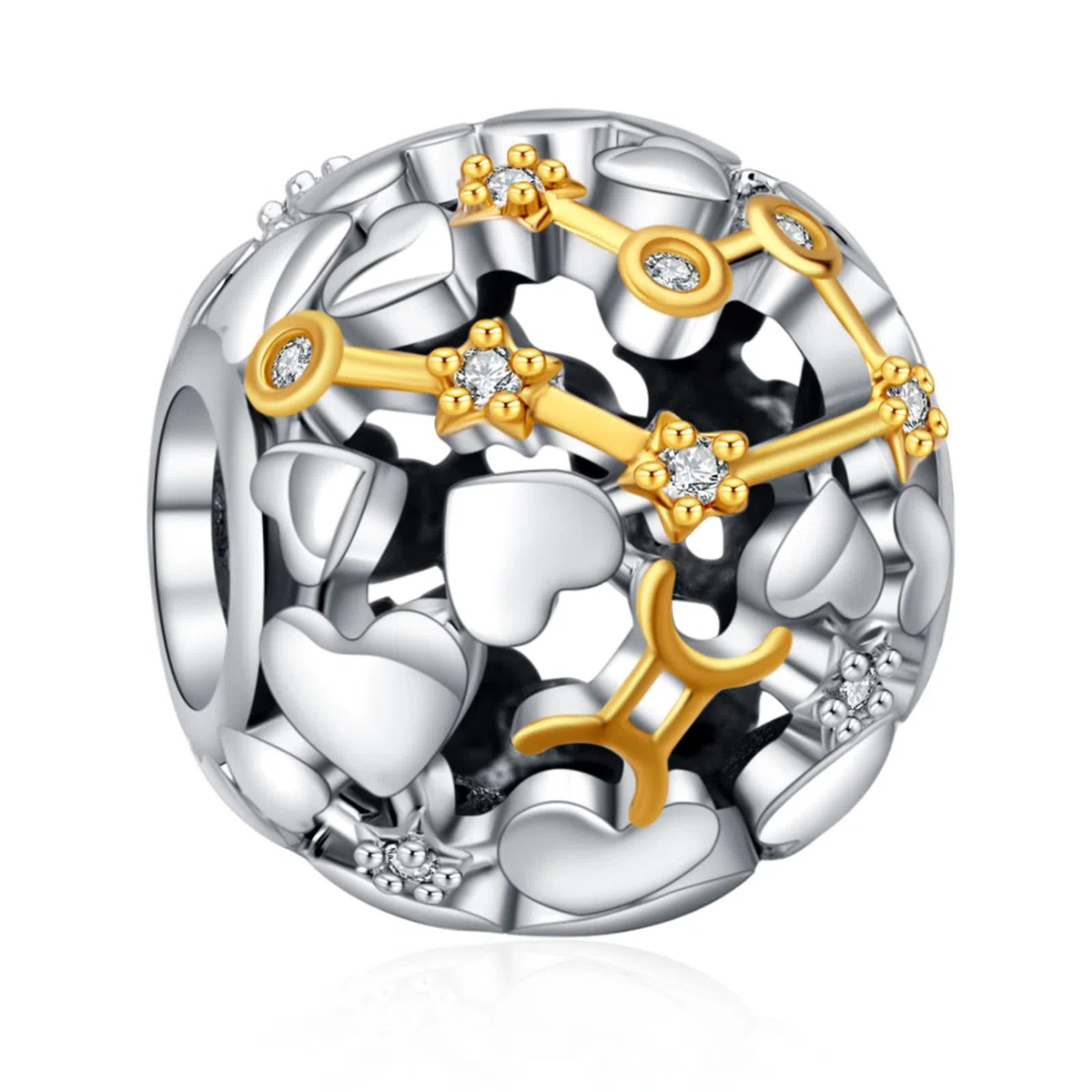 Annmors Constellation Birthstone Ciondolo Argento Sterling 925 Charm Bead Gemelli Zirconia Cubica,Compatibile Bracciale Collane Europei, della mamma,donne,amici,compleanno compleanno,regalo Natale