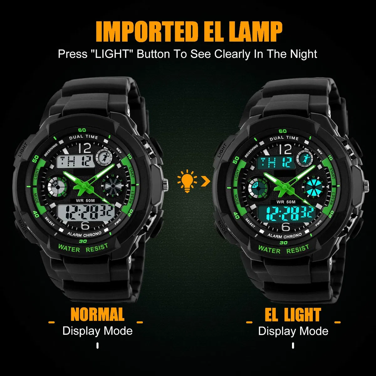 Digitale orologi per bambini ragazzi - 50 m impermeabile sport all' aria aperta orologio analogico con allarme/timer/Dual Time zone/LED, per bambini da polso resistente agli urti per Junio