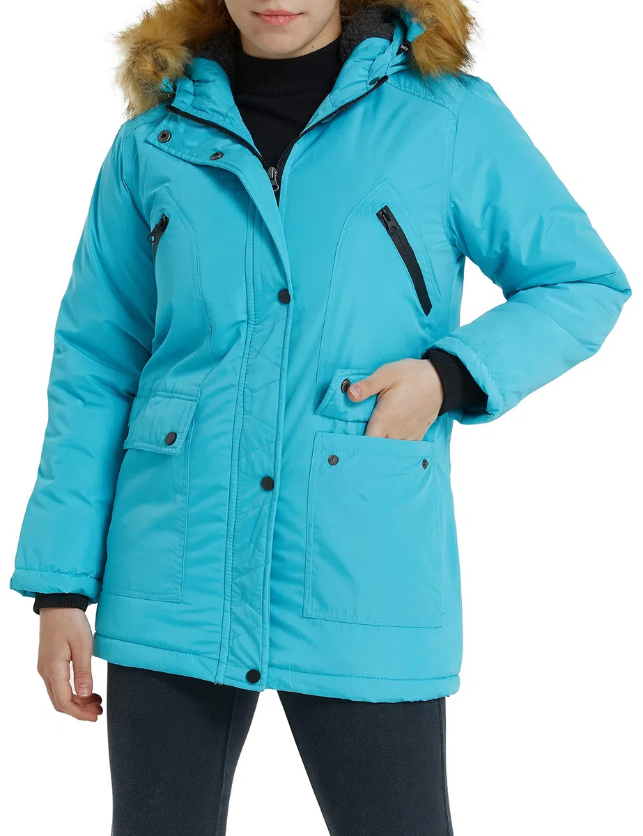 ZSHOW Cappotto Medio Lungo Invernale Caldo Parka con Cappuccio in Pelliccia Sintetica Giacca Imbottita Spessa Giubbotto Idrorepellente Bambina