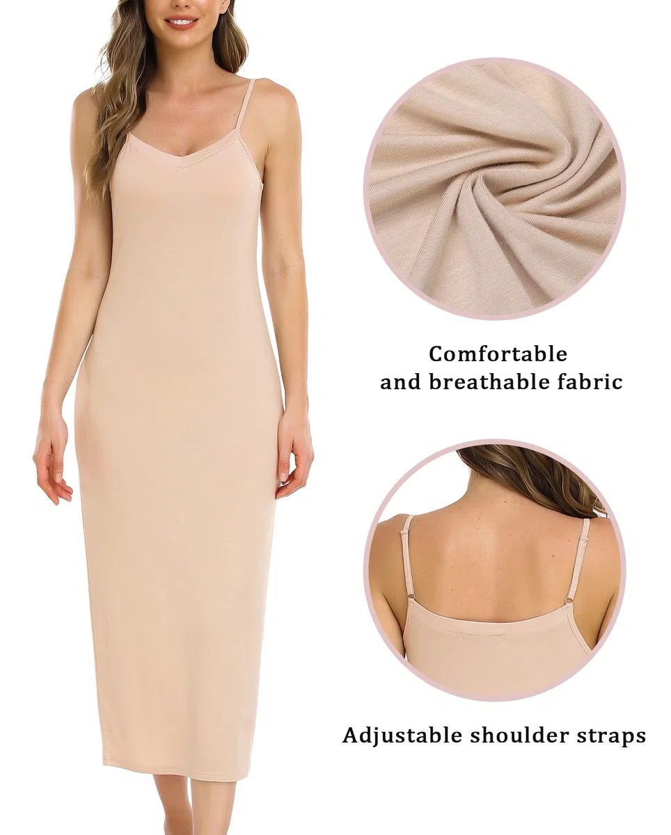 Vlazom Sottoveste Donna Lungo Camicia da Notte Sottoveste Estivi con Cinturino Regolabili Spalline