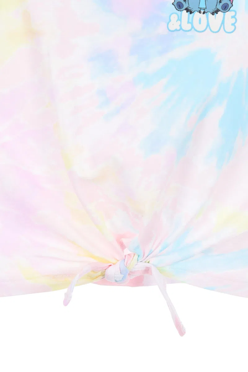 Disney Store Canotta Tie Dye per Bambine con Stitch, Senza Maniche con Nodo, 100% Cotone, Multicolore Arcobaleno, Beach & Love (Rosa, IT, età, 6 Anni)