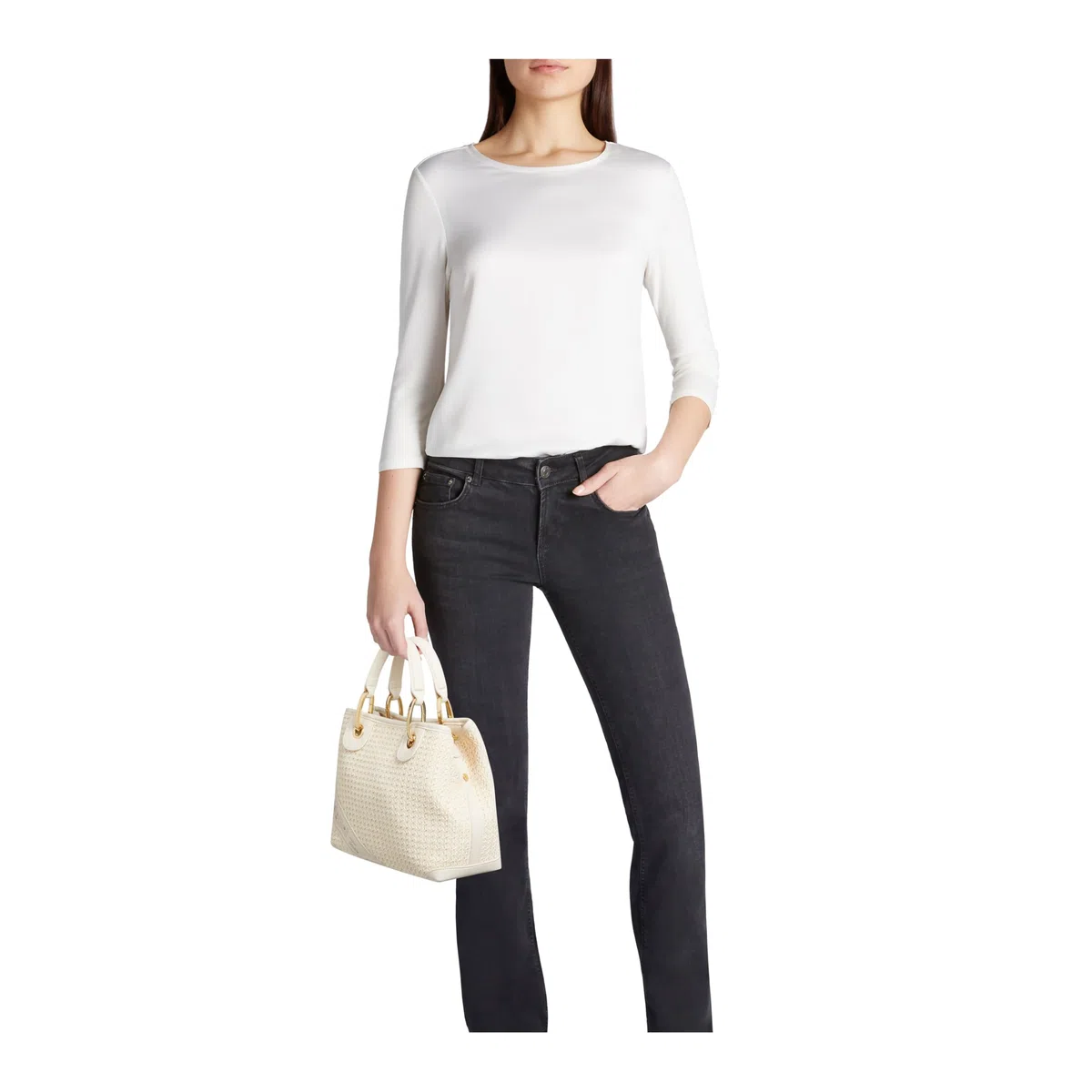 Braccialini Borsa Donna a Mano Beth Tricot in Rafia Intrecciata