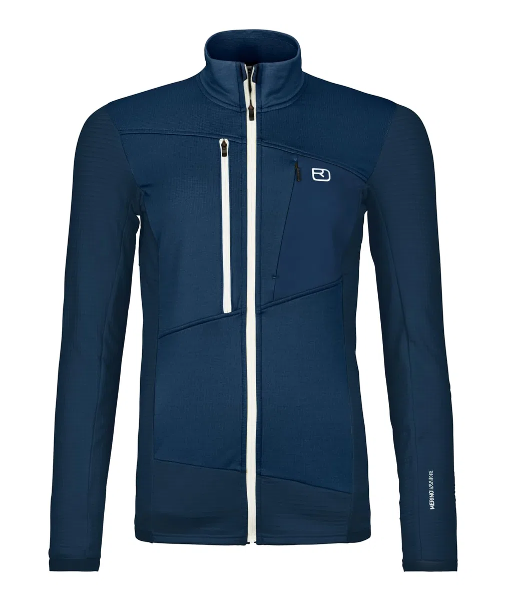 ORTOVOX Fleece Grid Jacket W Coat Unisex Adulto, deep ocean, L