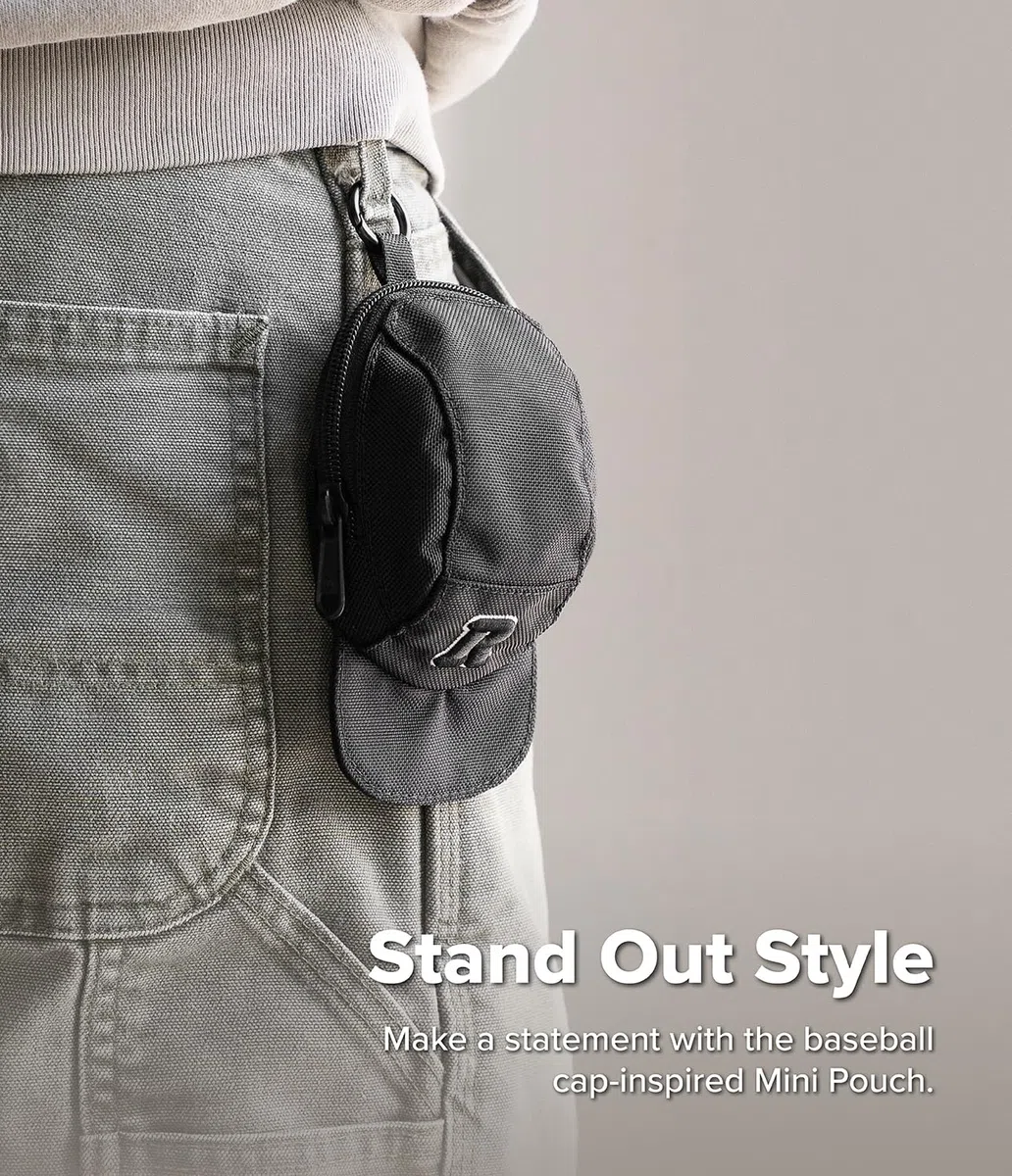 Ringke Cap Mini Pouch, Mini Borsa Portatile a Forma di Cappuccio per Auricolari, Monete, Chiavi, Carte e Piccoli Accessori - Black