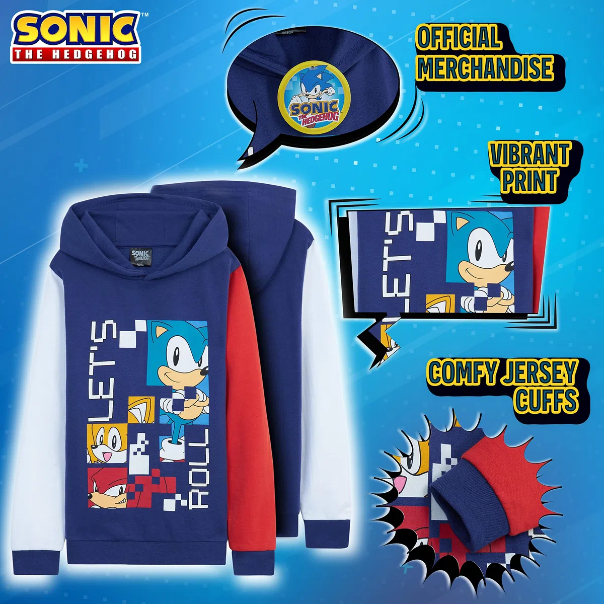SONIC THE HEDGEHOG Felpa Bambino - Felpa con Cappuccio 4-12 Anni Felpe Ragazzo in Cotone Abbigliamento Sonic Ufficiale Regali per Gamer