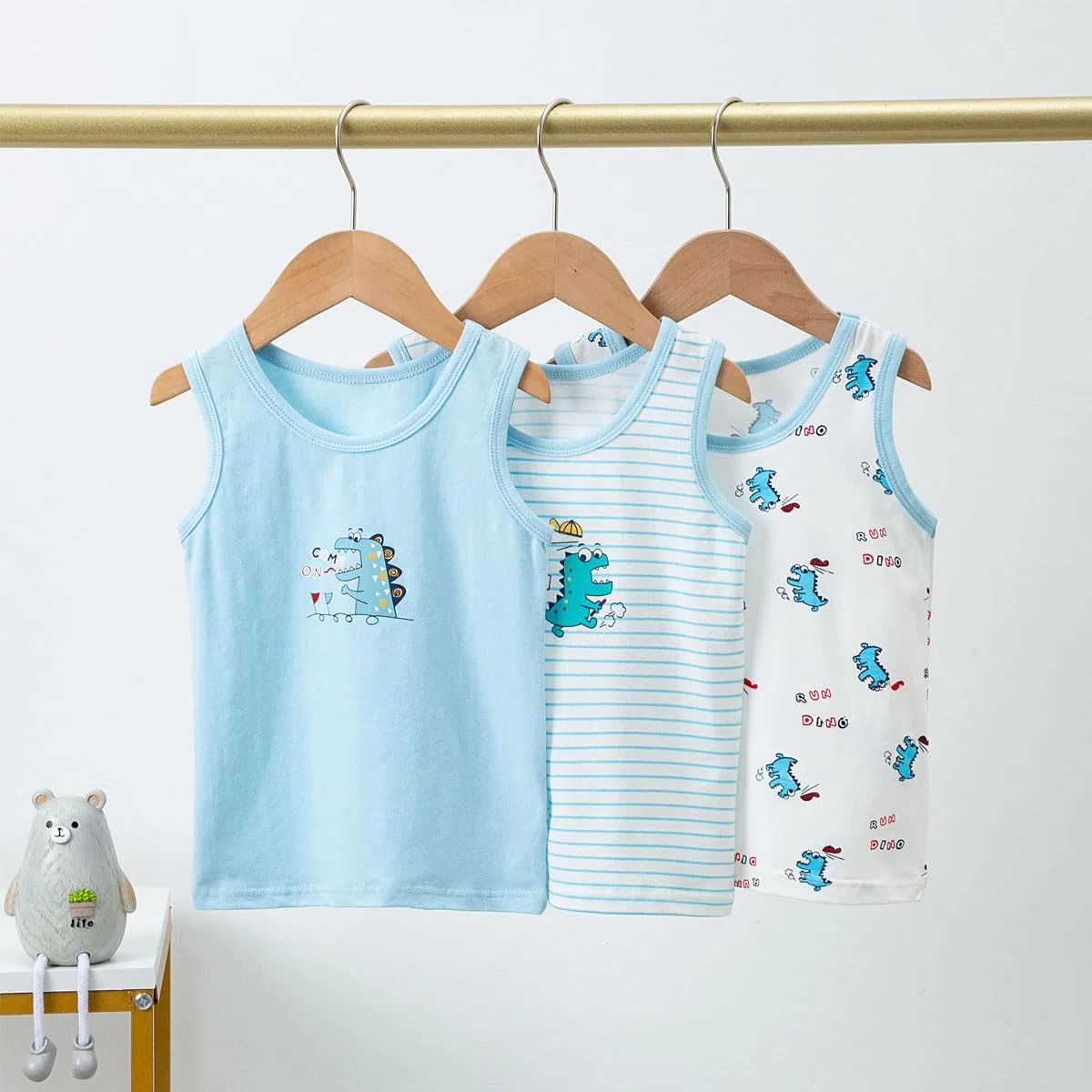 Ragazzi Girocollo Gilet Intimo, T-Shirt Senza Maniche Traspirante, Canottiere per Bambini in Morbido Cotone, Canottiere per Bambini Bianche o Stampate per 2-10 Anni