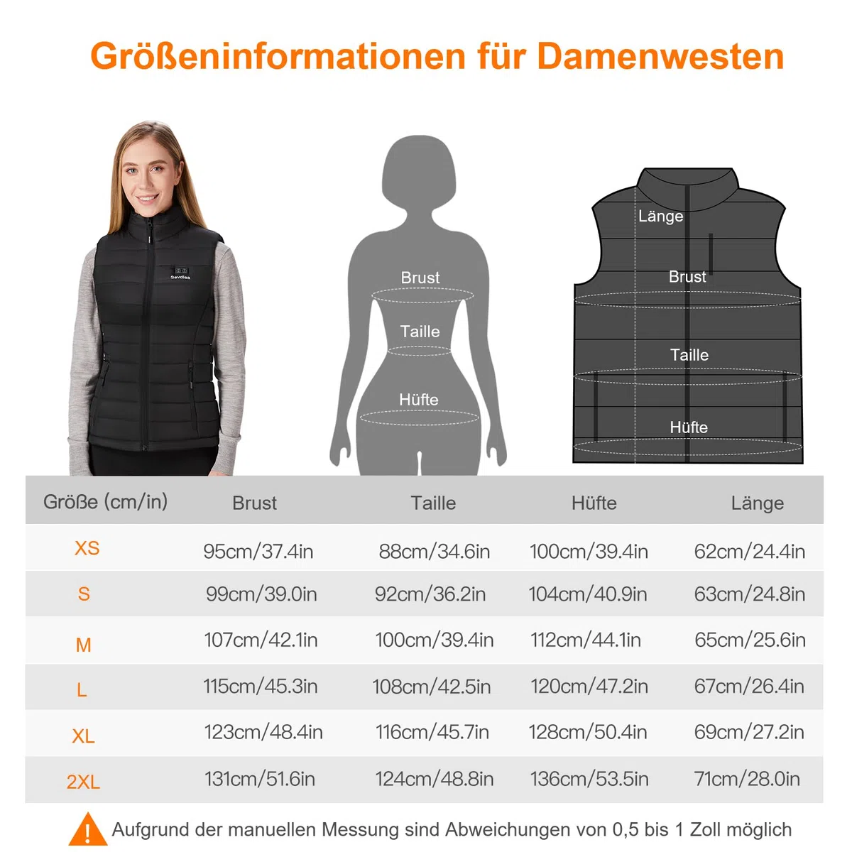 Gilet Riscaldato Donna con Batteria Inclusa 7.4V da 16000mAh, Ricaricabile Gilet Riscaldato con Batteria Inclusa