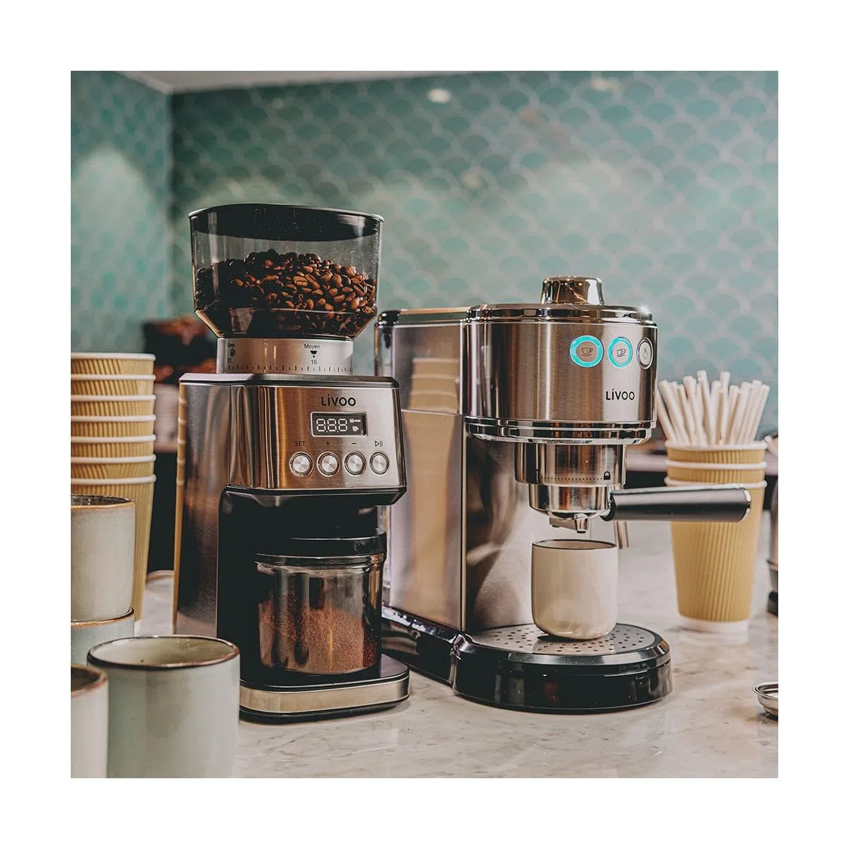 Livoo macchina espresso 15 bar grigio dod186
