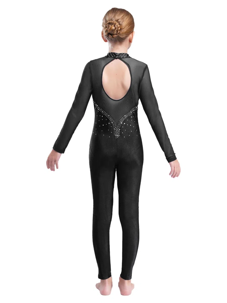 YiZYiF Body per Bambina Tuta da Ginnastica Artistica Pattinaggio Maniche Lunghe Jumpsuit Patchwork Sportiva Body da Danza Leotards da Balletto