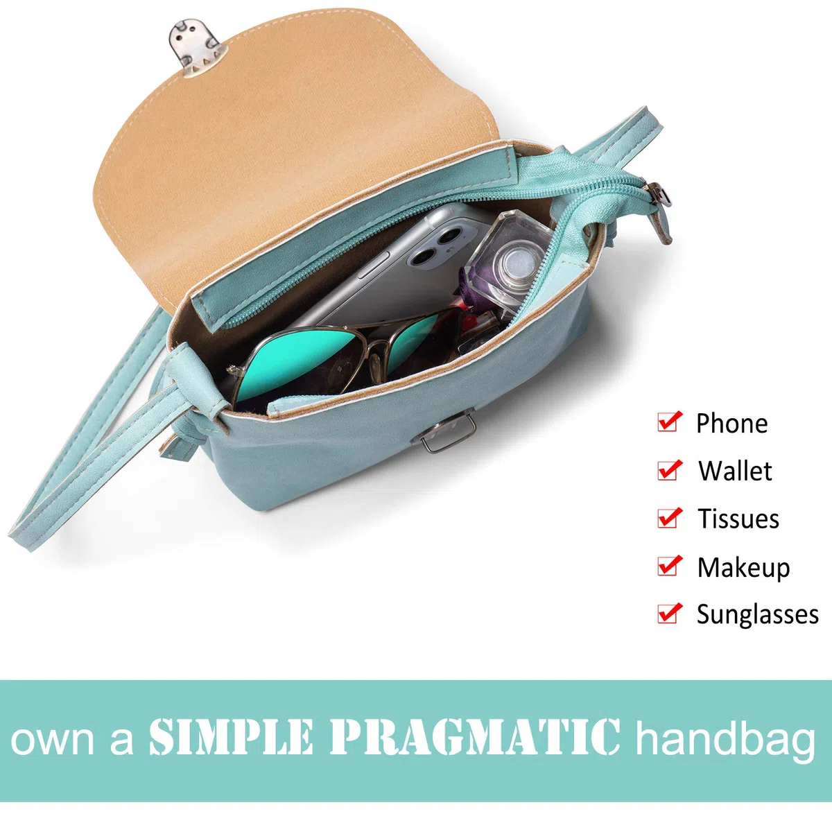 Borse a Tracolla Piccole con Chiusura Fibbia Mini Borsa in Pelle Sintetica Borsello Porta Cellulare Regalo Per Donna e Ragazza (Verde)