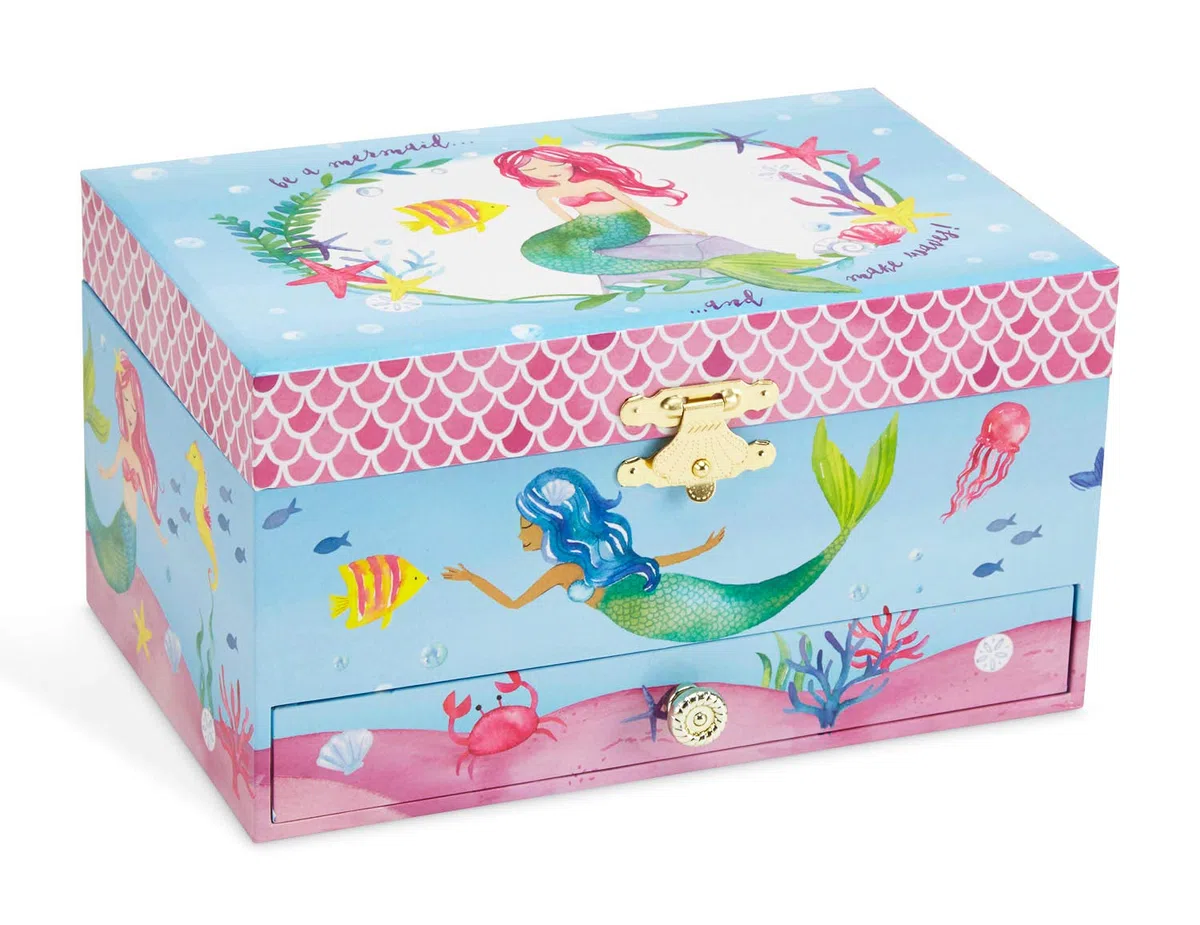 Jewelkeeper - Carillon portagioielli con Sirena e set di gioielli per bambine - 3 regali a tema sirena per ragazze