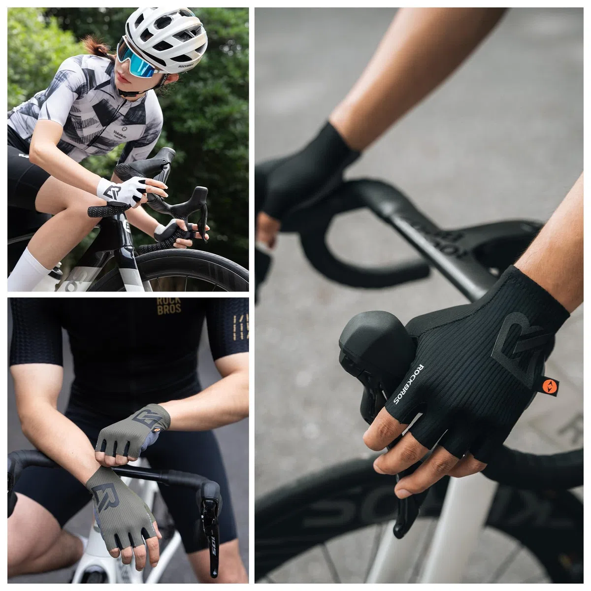 ROCKBROS Guanti Ciclismo Estivi, Guanti a Mezze Dita Uomo Donna, Traspiranti e Ammortizzanti, con Imbottitura Ergonomica 3D, per MTB, Bici da Strada, Gravel, Palestra