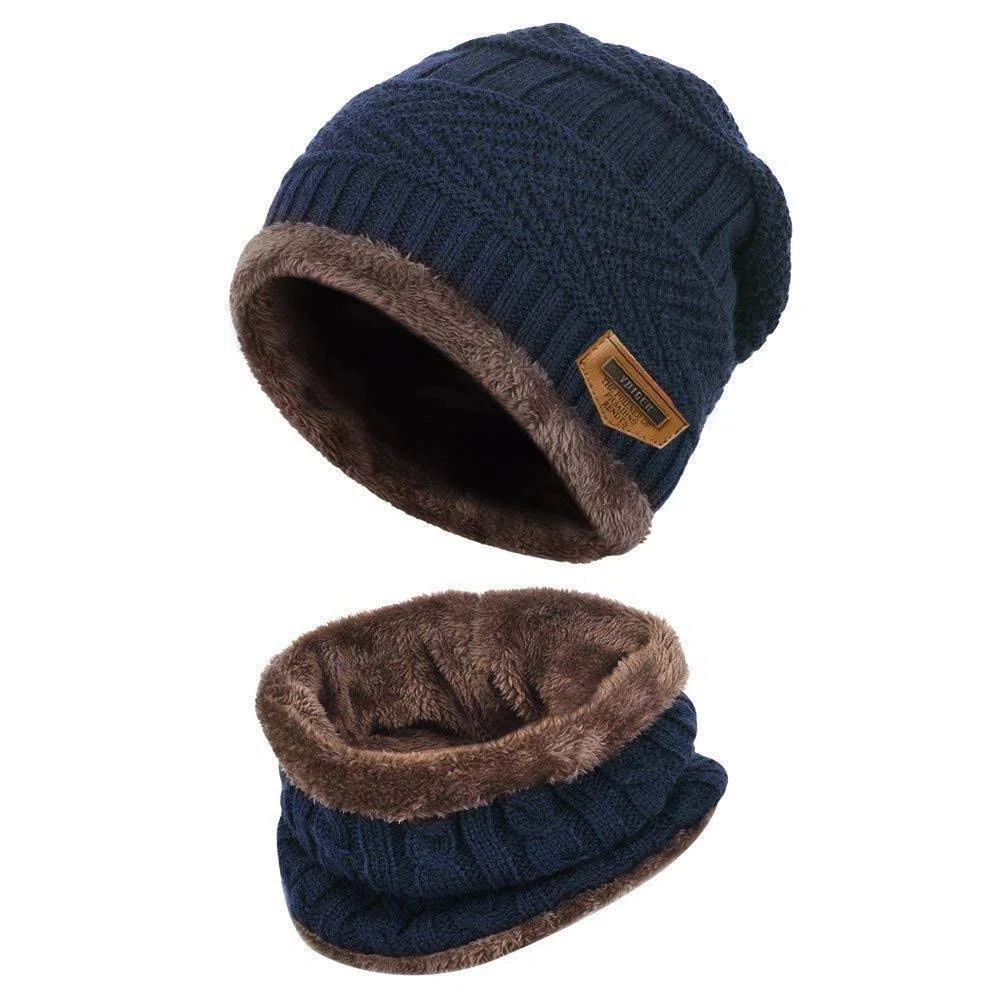 byou Cappello Uomo Invernali in Maglia con Sciarpa,Sciarpe da Sci all'aperto e Set Sciarpa con Fodera in Pile per Unisex per Interni e Sport all'aria Aperta