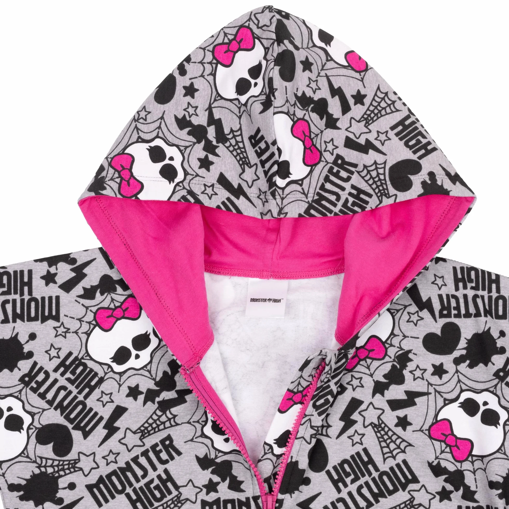Mattel Monster High Felpa con Cappuccio e Zip per Bambine, Grigio