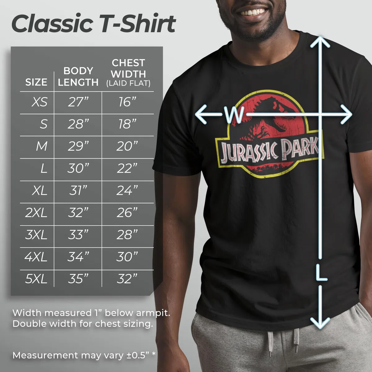 Jurassic Park Men's Classic Movie Logo T-Shirt Uomo