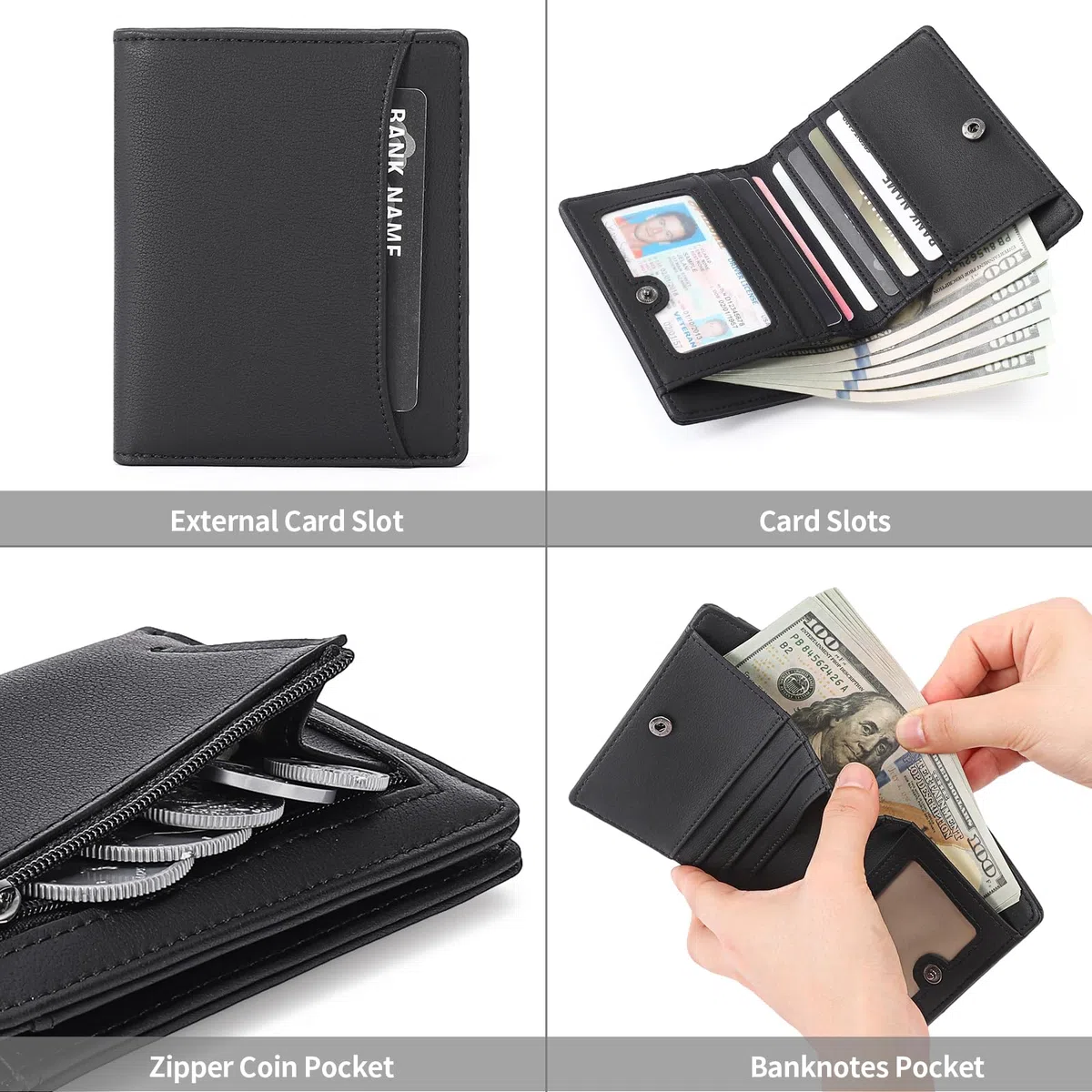 GAEKEAO Portafoglio Uomo Piccolo Portamonete con Protezione RFID slim 8 Porta Carte di Credito mini portafoglio uomo Pelle