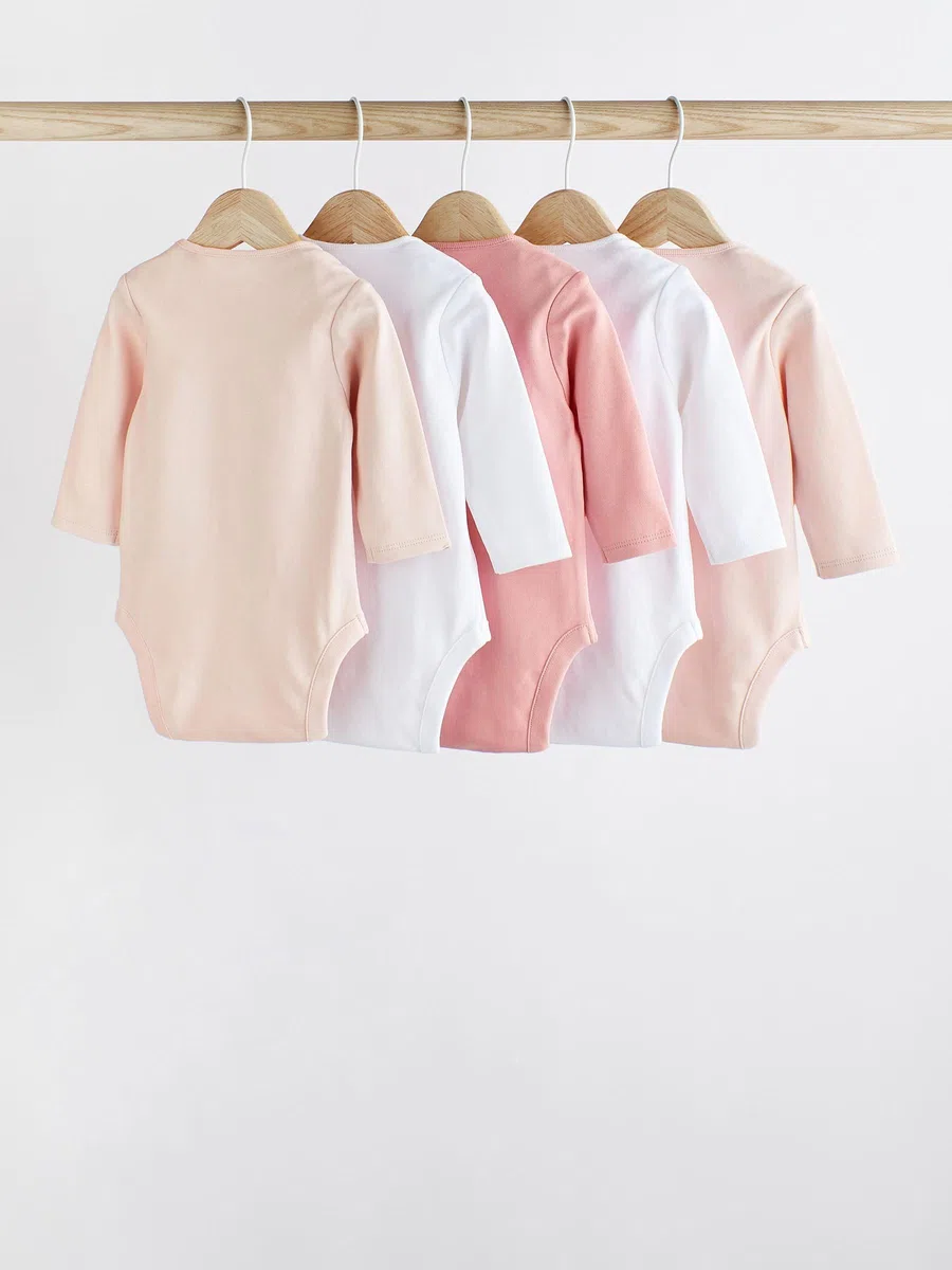 NEXT Bambina Confezione da 5 body basic per neonati a maniche lunghe in 100% cotone