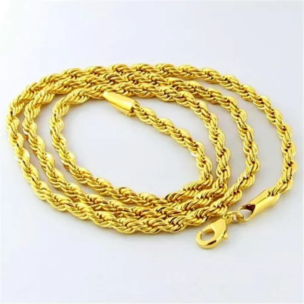 Collana placcata Oro 24K, Collana con Corda Intrecciata da 4 mm, Catena per Uomo e Donna, Regalo da 60 cm