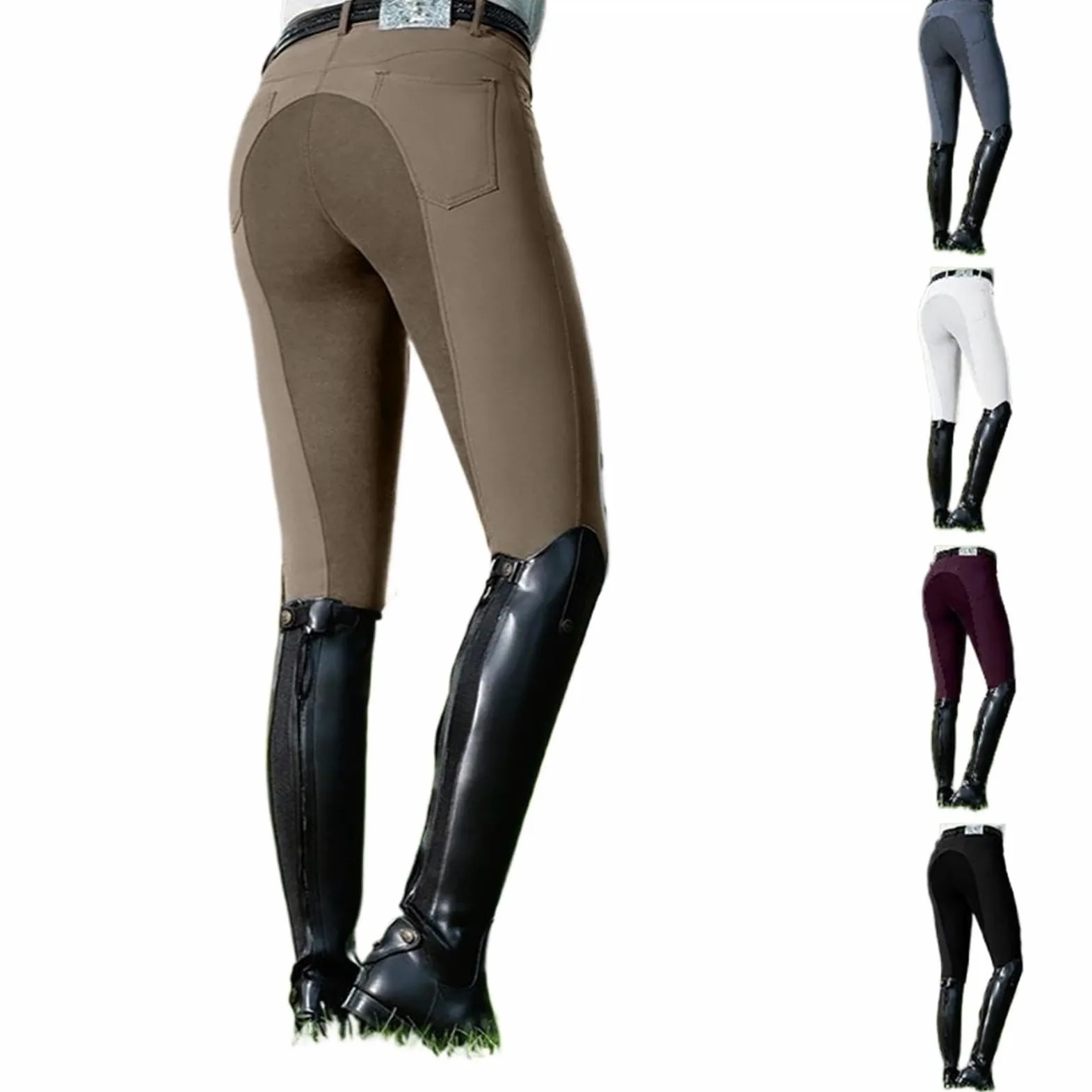 Pantaloni per Cavallo Pantaloni da Equitazione, Abbigliamento for Donna, Uomo, Moda, Pantaloni a Vita Alta, Pantaloni da Ciclista, Pantaloni Solidi(Light Gray,M)