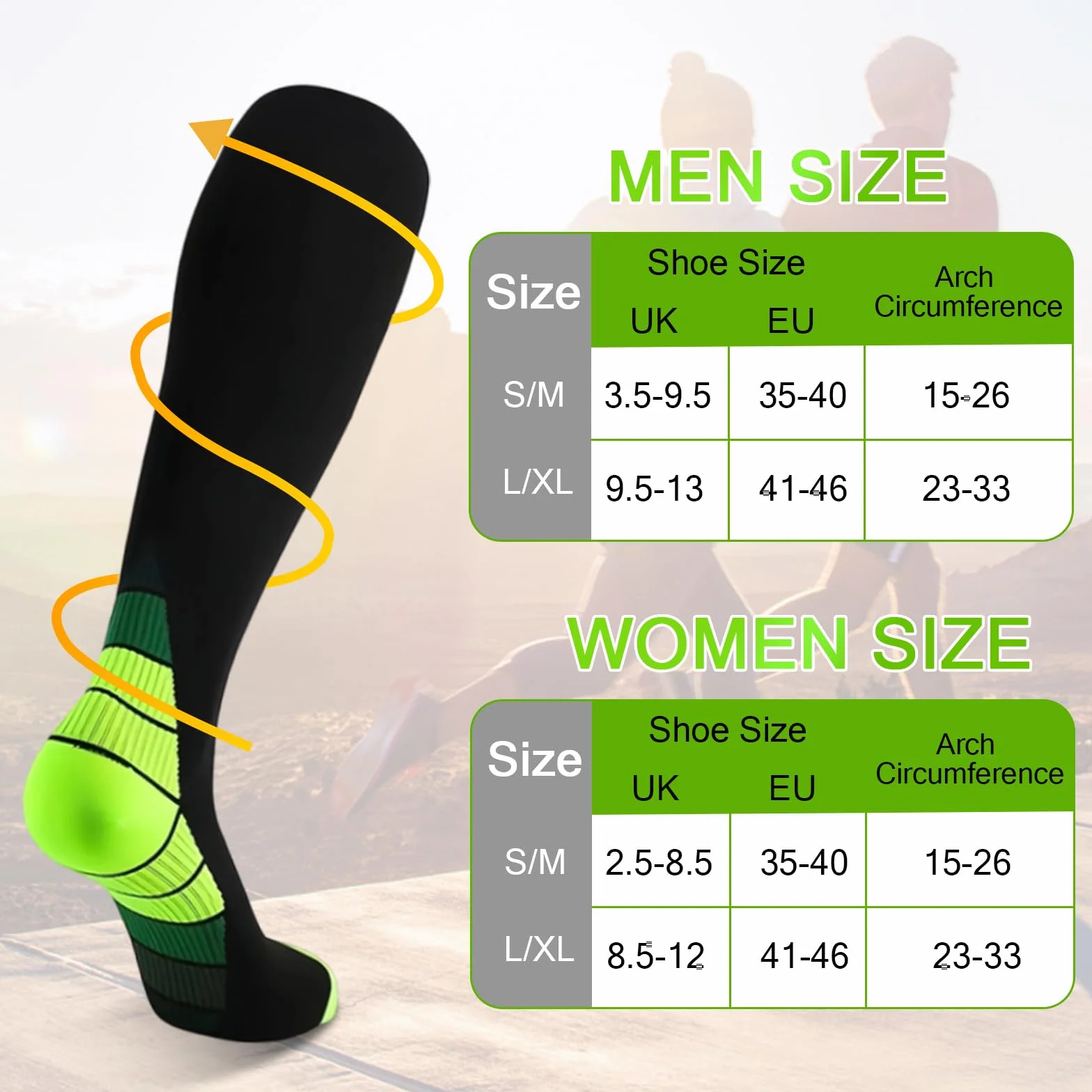 6 Paia Calze a Compressione Graduata Donna e Uomo, Calze al Ginocchio, Calze Elastiche a Compressione,