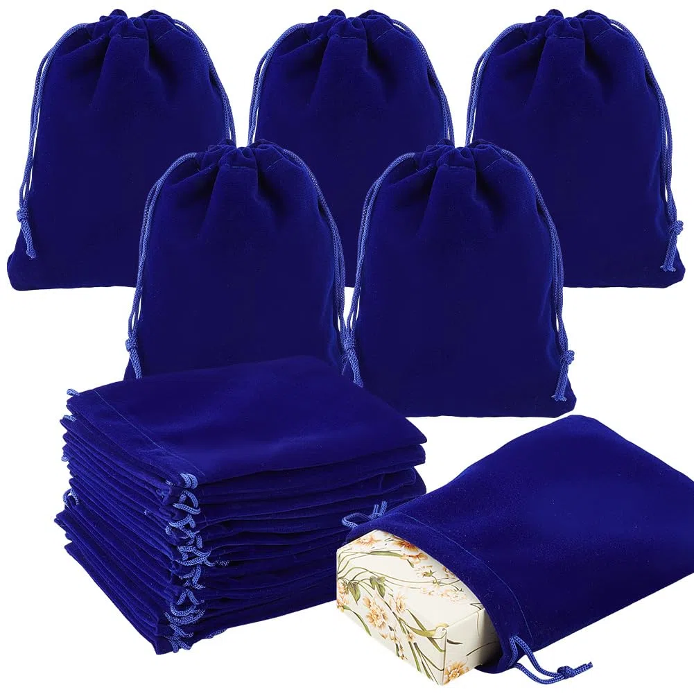 PH PandaHall Confezione Da 30 buste per Gioielli In Velluto, Sacchetti per Gioielli In Velluto Blu Da 15x12 cm con Coulisse. Sacchetti per Confezioni Regalo per Gioielli, Bracciali, Orologi