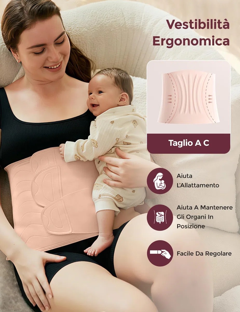 momcozy Ergowrap Fascia Post Parto, Pancera Addominale per Cesareo con Compressione 3D e Supporto per la Schiena, Comfort Traspirante e Vestibilità Regolabile
