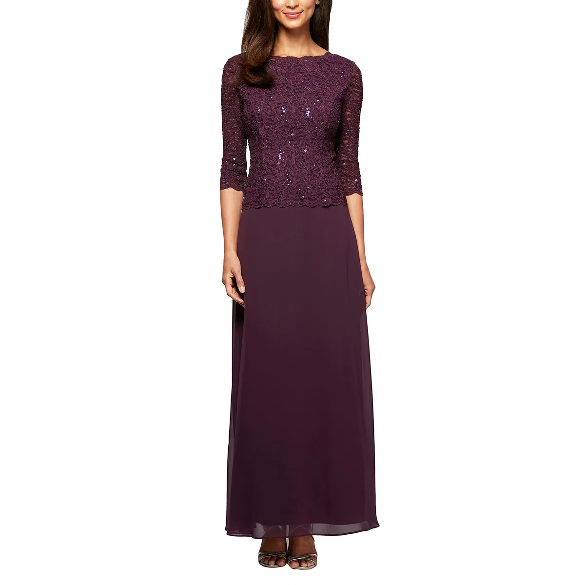 Alex Tea Length Sequin Mock Dress (Petite And Regular) Vestito per Occasioni Speciali Donna