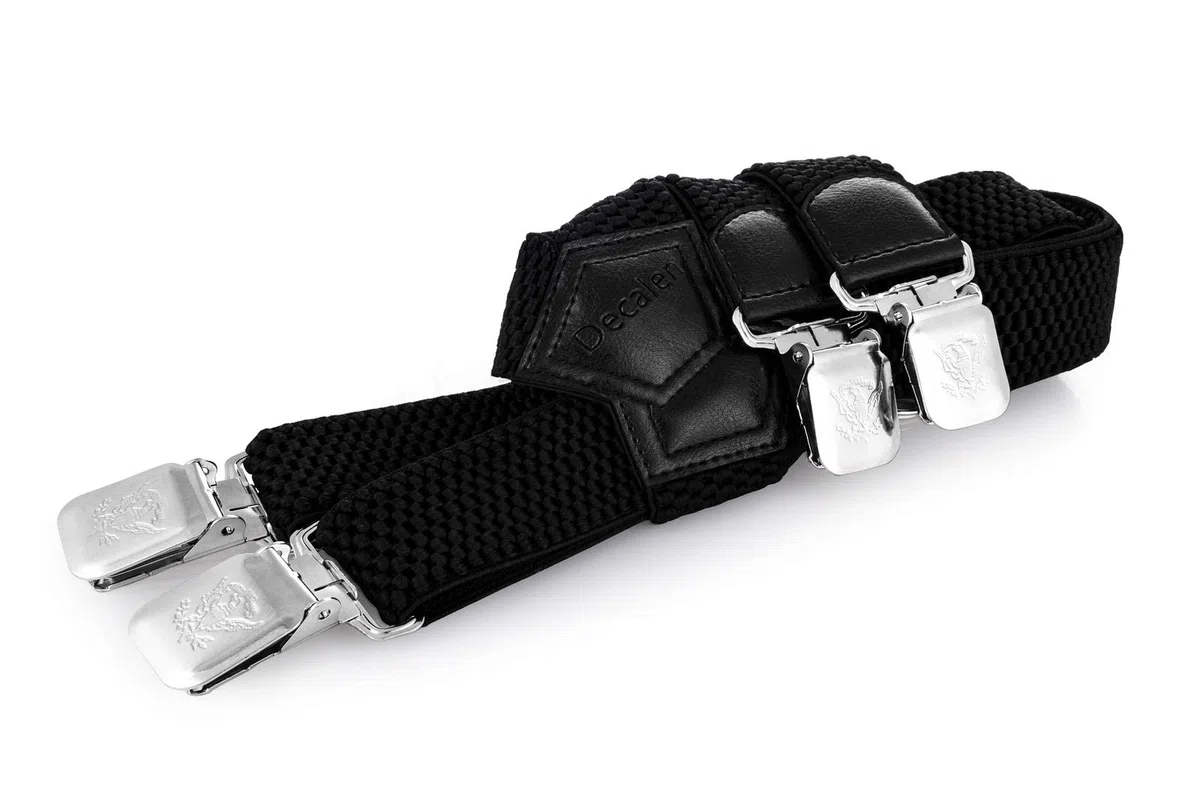 Decalen Bretelle da uomo larghe 4 cm con 4 clip in metallo molto resistenti, taglia unica per uomini e donne, regolabili ed elastiche X Style